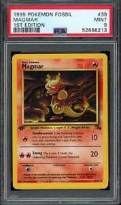 Pokemon Fossil Unlimited 1999 primera edición Magmar #39 39/62 PSA 9 ¡Nuevo grado! - Imagen 1 de 2