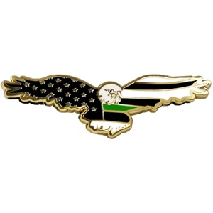 Pin Cloisonné Calva Línea Verde Delgada Patrulla Fronteriza Ejército Bandera Americana con d - Imagen 1 de 2