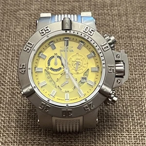 Mens Invicta Subaqua Noma III Model 6685 Rare Yellow Face AS IS Parts REPAIR - Picture 1 of 7