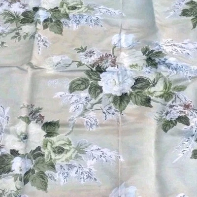 Stains Vintage Fabric Rayon Cotton Satin Floral Sample Flowers Shabby Chic 1yd - Image 1 of 4