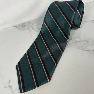 Corbata clásica a rayas verde granate mezcla seda Christian Dior Monsieur de colección - Imagen 1 de 9