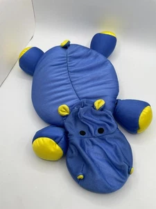Moshi Hippo Plush Pillow Brentwood Originals 20” Blue Yellow Microbead Rare - Picture 1 of 11