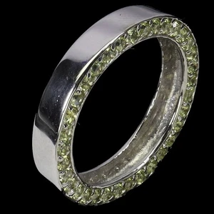 925 Sterling Silver Ring Round Peridot 2mm Natural Gemstone Jewelry Size 6.5 - Picture 1 of 14