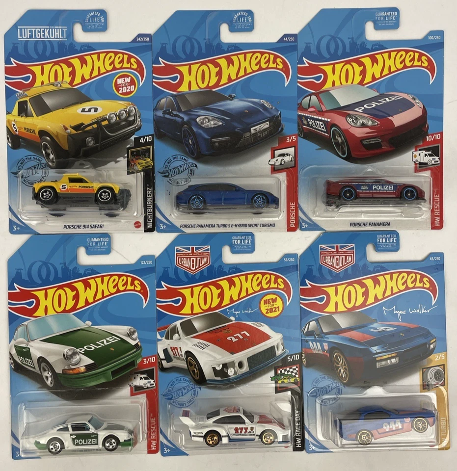 Lot of 6 HOT WHEEL PORSCHE 911 FJV41 WHITE GREEN Red  POLIZEI 944 Turbo 935 - Image 1 of 4