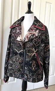 Free People Women's Tapestry Labyrinth boho Patterned Moto Jacket size Large - Picture 1 of 9