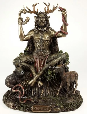 Cernunnos Celtic Horned God of Animals Sitting Statue Sculpture Bronze Finish - Image 1 of 4