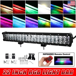 22" inch LED LIGHT BAR Hog Hunting ATV for Jeep Off-road RGB Strobe Light Remote - Picture 1 of 12