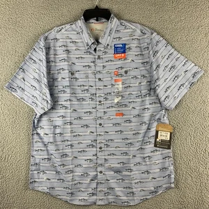 The American Outdoorsman Herren Freizeithemd mit Knopfleiste XL blau Polyester Fisch - Bild 1 von 12