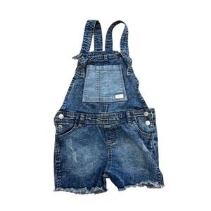7 For All Mankind Denim Overalls Girls 6X Raw Hem Casual Cottage Boho - Picture 1 of 7