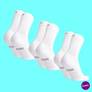 DANISH ENDURANCE Unisex Cotton Tennis Crew Socks, White 3 Pack, UK 9‑12 | EU 43 - Picture 1 of 5