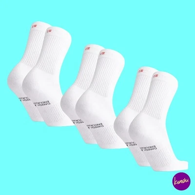 DANISH ENDURANCE Unisex Cotton Tennis Crew Socks, White 3 Pack, UK 9‑12 | EU 43 - Image 1 of 4