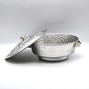 Vintage gehämmerte Aluminiumschale mit Deckelgriffen Auflaufform, Nasco of Italy MCM   - Bild 1 von 11
