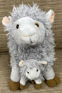 Kohls Cares graues zotteliges Haar Plüsch Schaf Mutterschaf & Lamm Stofftier Spielzeug GUC - Bild 1 von 9