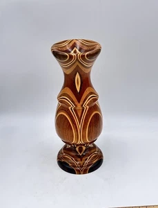 Mid-Century Turned Multitone Wooden Vase Marquetry Mosaic Inlay Parquet Segments - Picture 1 of 20