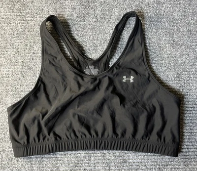 安德玛运动文胸大号L压缩黑色健身房锻炼瑜伽赛车 — 第 1/4 张图片