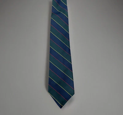 Giovanni Men’s Neck Tie – Navy & Green Diagonal Stripes – 100% Polyester 👔 - Image 1 of 2