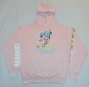 Spider Man Hoodie Small Womens Pink Marvel Pullover Colorful Comics Cartoon Art - Picture 1 of 13