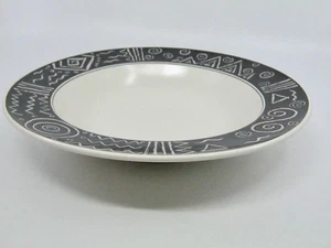 Mikasa Star Track Rimmed Soup Bowl 9 3/8" White With Black Band Geometric CP006 - Picture 1 of 5