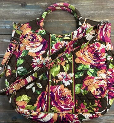 Vera Bradley Inglés Rosa Marrón Rosa Verde Melocotón Mediano Bolso de Mano Cartera Cartera Foto 1 de 4