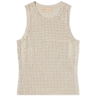 Aya Muse 'Mela' Crystal-Embellished Tank Top / Cream / RRP: £435.00 - Image 1 of 4