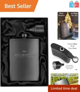 Classy 8 Oz Stainless Steel Flask with Funnel & Pouch - Perfect Gift Set - Picture 1 of 11