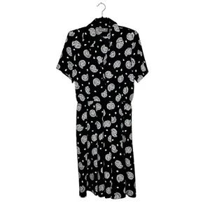 Vintage Liz Claiborne Dress Womens Size 8P Petite Midi Floral Snails S/S Black - Picture 1 of 13