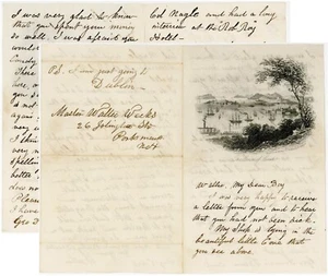 1868 FAMILY LETTER to WALTER WEEKS FROM SHIP..COVE OF CORK ILLUSTRATED NOTEPAPER - Picture 1 of 3