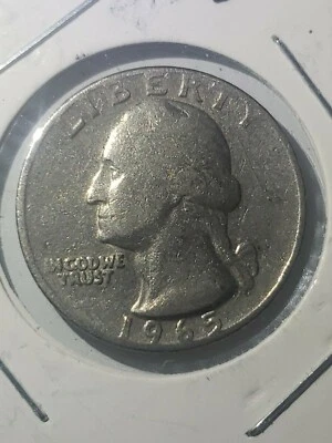 1965 washington quarter No Mint Mark Wide and off centrist Rim ,in great shape, - Image 1 of 4