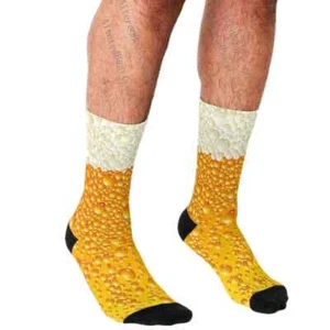 Mens Beer Foam Froth Pint Crew Socks Fun Gift - Picture 1 of 4