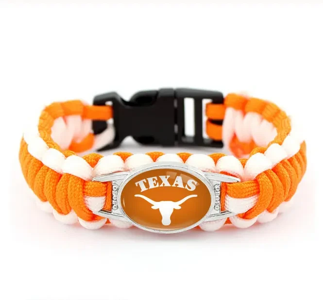 Texas Longhorns University College Paracord Bracelet Handmade Fan Cheer - Image 1 of 1