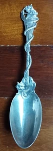 DANIEL LOW Sterling Silver WITCH and Black Cat Broom Souvenir SPOON 6" - Picture 1 of 5