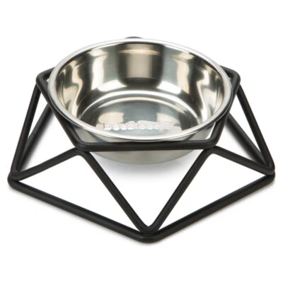 Beeztees Hundenapf Puroni schwarz, Metalständer + Edelstahl, 3 Größe - Bild 1 von 3
