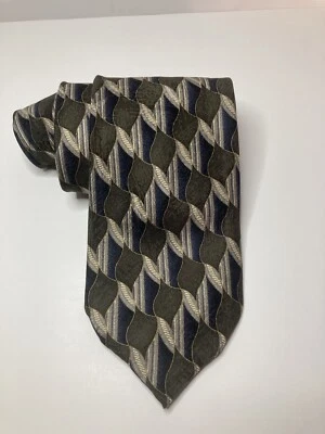 Gravata masculina Paulo Avanti 100% seda marrom, cinza e branca - Imagem 1 de 4