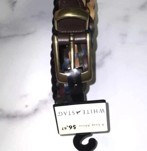 BRAIDED Neutral colors  SM Small MEDIUM Belt 35" White Stag - Picture 1 of 3