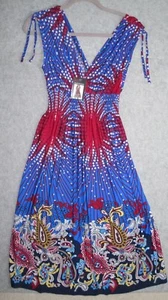 Lidly Dress Women's S/M Surplice Sundress Double V-neck Multicolor Tie Shoulder - Picture 1 of 9