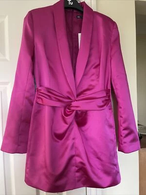 VESTIDO CHAQUETA DRAPEADA ZARA MUJER FW21 FUCSIA M Nuevo En Caja Foto 1 de 4