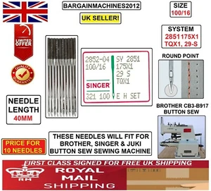 TQX1 175X1 GRÖSSE 100/16 BROTHER KNOPF NÄHEN INDUSTRIENÄHMASCHINENNADEL - Bild 1 von 6