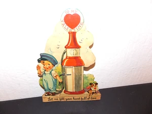 CARTOLINA SAN VALENTINO VINTAGE 1937 MECCANICA "LASCIAMI RIEMPIRE IL TUO CUORE PIENO D'AMORE" - Foto 1 di 4