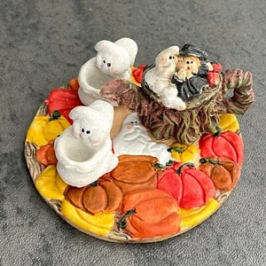 VTG 90's Halloween Pumpkin Ghosts Witch Miniature Tea Set 5-Pieces Handpainted - Picture 1 of 7