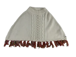 Tommy Hilfiger Children’s Girls White Knit Fringed Poncho SZ 4T EUC - Picture 1 of 6