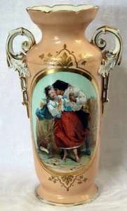 Jarrón antiguo francés antiguo Paris Vieux pintado a mano de porcelana 14" x 8" 1850-1899 - Imagen 1 de 8