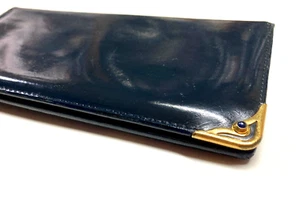 CARTIER VINTAGE ZAFIRO PIEDRA CUERO CARTERA LARGA DOBLE MONEDA FRANCIA AZUL - Imagen 1 de 23