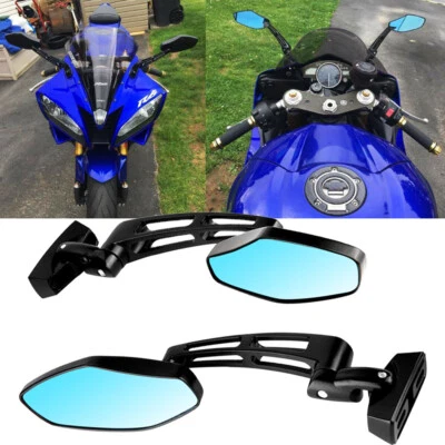 For Suzuki GSXR 600 750 1000 Hayabusa 1300 Motorcycle Black Rear View Mirrors - Image 1 of 4