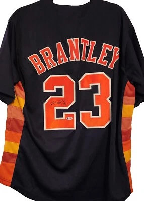 Michael Brantley Autographed CUSTOM Jersey HOUSTON Astros Colors Beckett COA - Image 1 of 4