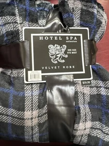Hotel Spa Collection Ladies Check Fleece Dressing Gown One Size - Picture 1 of 4