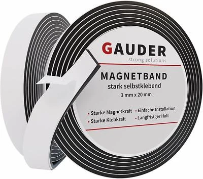 GAUDER Magnetband Schaumstoffkleber 3mmx20mm STARK extrem selbstklebend Streifen
