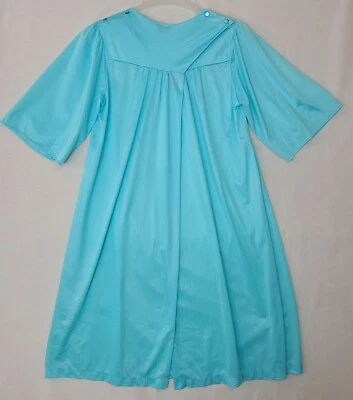 VTG Nancy King Lingerie Womens Nylon Sz Medium Blue Crisscross Button Closure  - Image 1 of 4