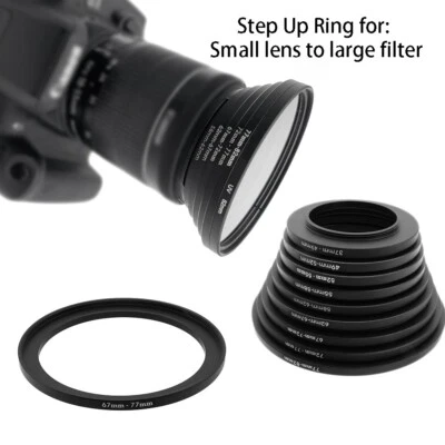 7Pcs Lens Filter Step up Ring Sets 37-58/40.5-49/49-52/55-58/58-77/67-77/77-82MM - Image 1 of 4