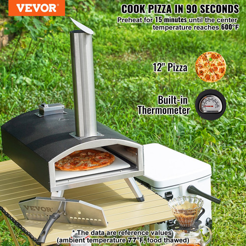 VEVOR 12" Outdoor Pizza Oven Portable Wood Pellet Pizza Oven Iron Spray