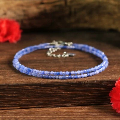 Natural Dainty Blue Aventurine 2mm Beaded Choker Healing Minimalist BohoNecklace - Image 1 of 4
